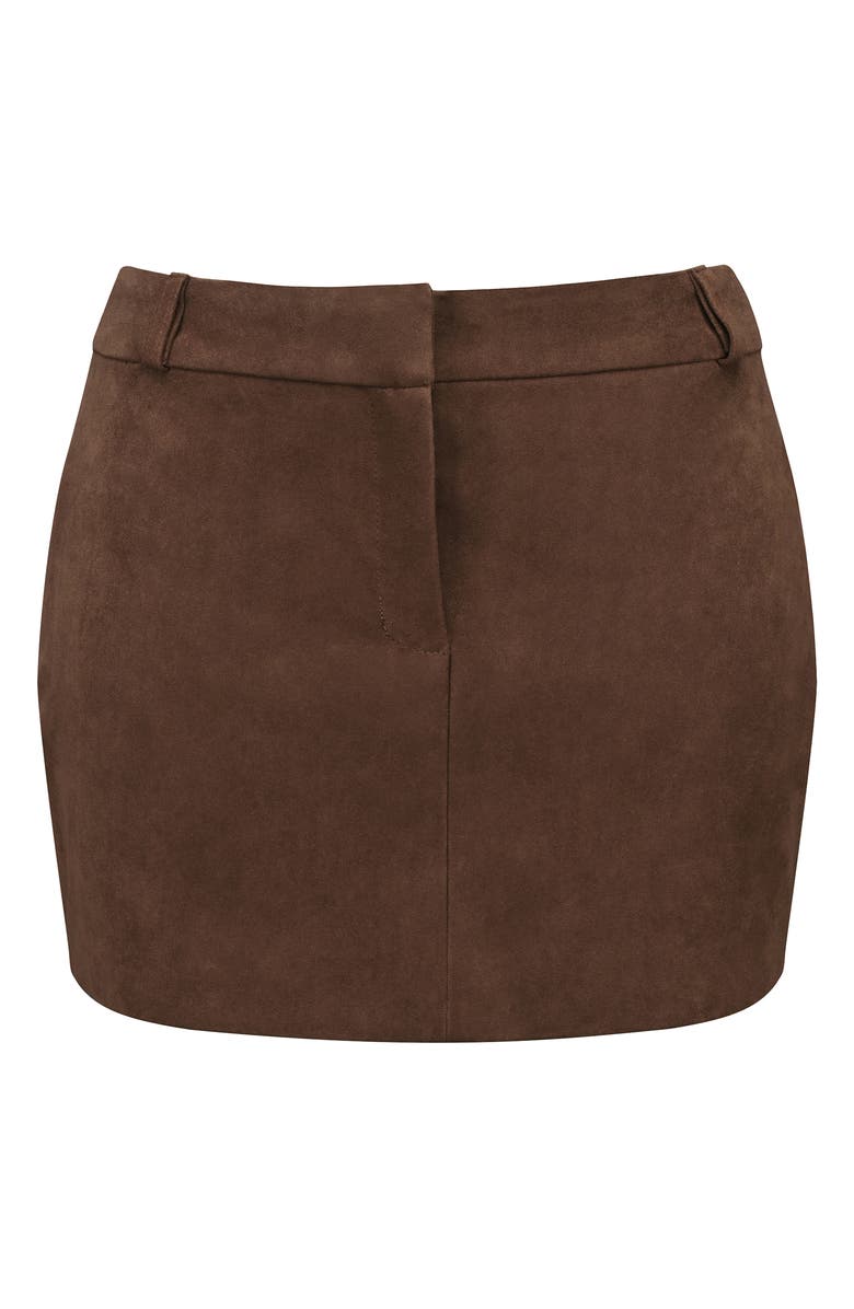 HOUSE OF CB Adelise Faux Suede Miniskirt, Alternate, color, Mocha
