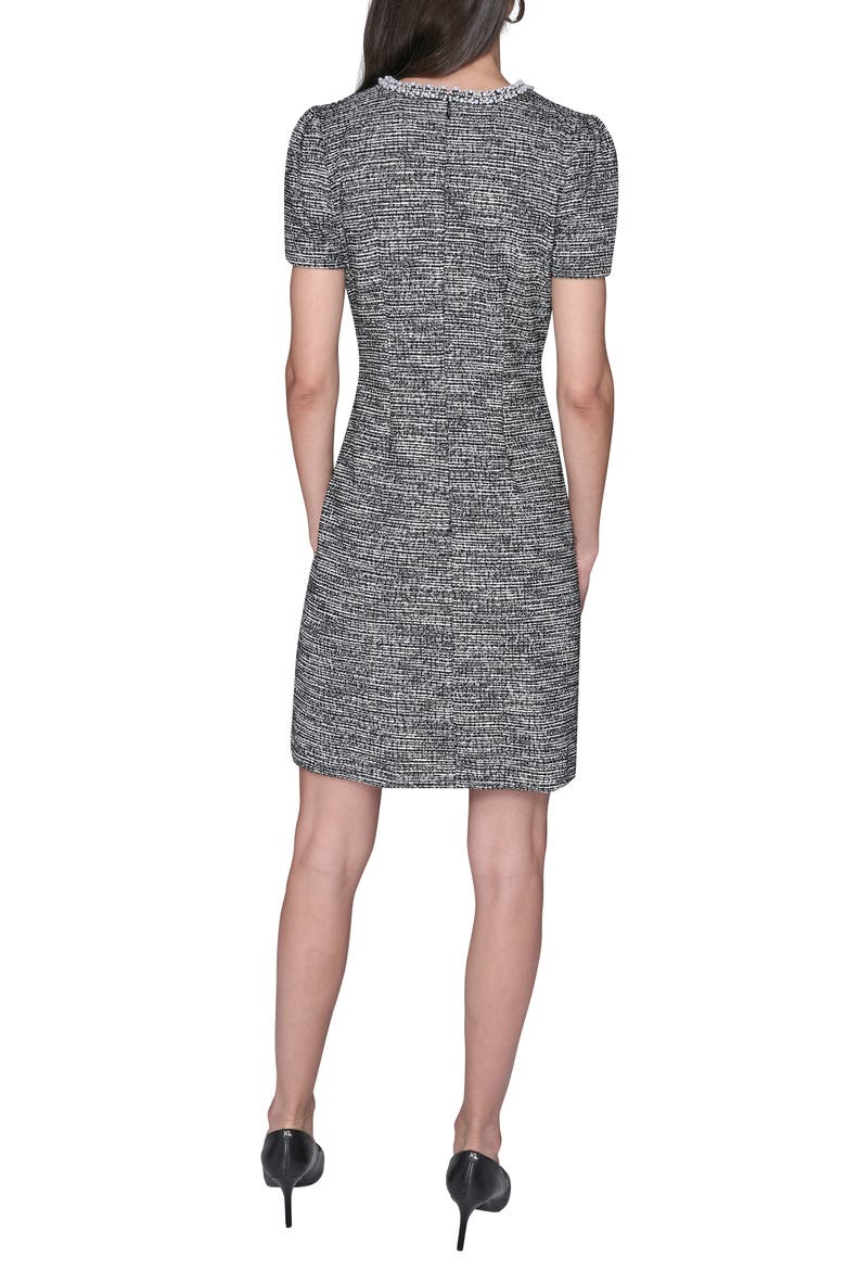 Embellished Tweed Knit Sheath Dress, Alternate, color, BLACK/ SOFT WHITE
