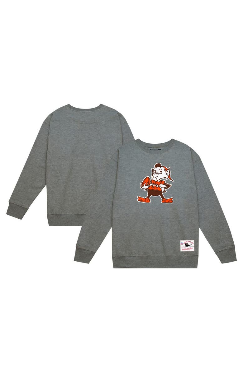 Mitchell & Ness Men's Mitchell & Ness Heather Gray Cleveland Browns Basic Fleece Pullover Sweatshirt, Alternate, color, Heather Gray