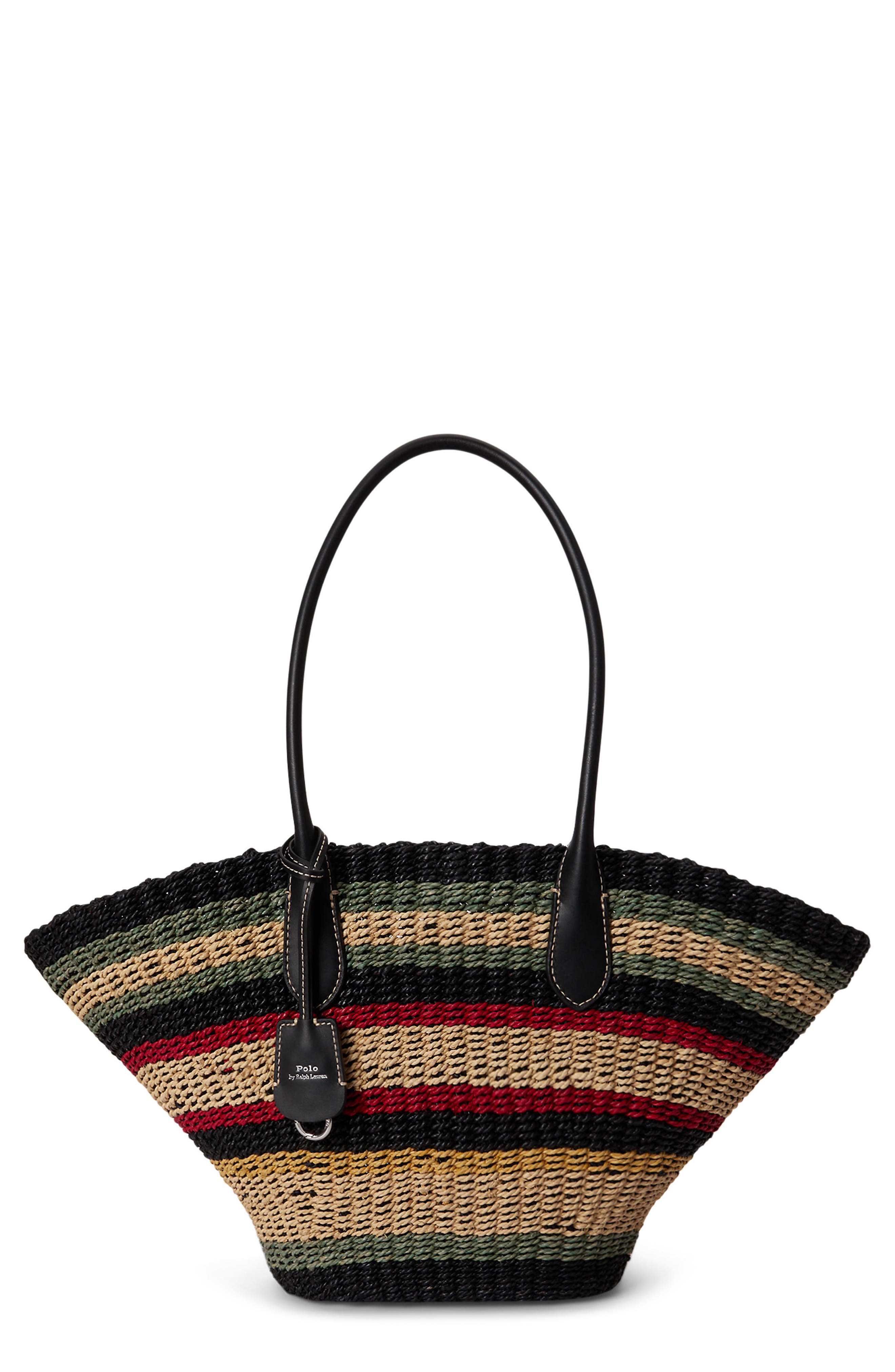Polo Ralph Lauren Bellport Stripe Raffia Basket Tote, Main, color, Multi Stripe