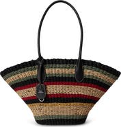 Polo Ralph Lauren Bellport Stripe Raffia Basket Tote