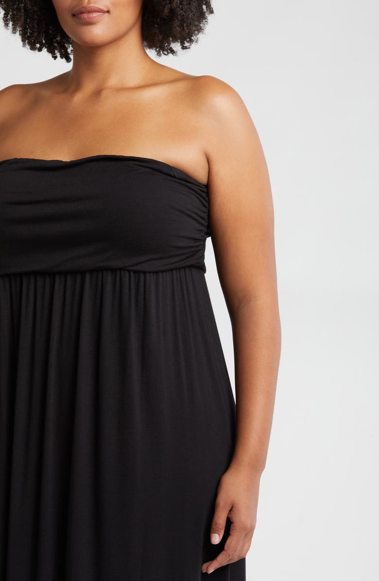24seven Comfort Apparel Strapless Maxi Dress, Alternate, color, Black