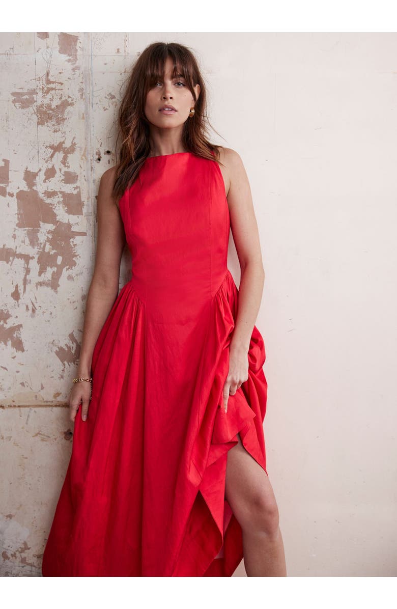 MINT VELVET Full Skirt Linen Dress, Alternate, color, Red