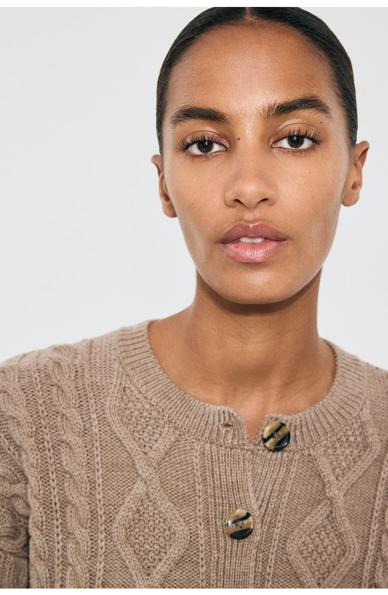 H&M Cable-knit Cardigan, Alternate, color, Taupe