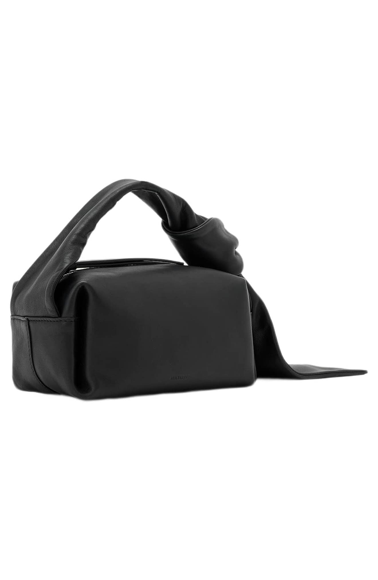 Effie Knot Micro Leather Bag, Alternate, color, BLACK
