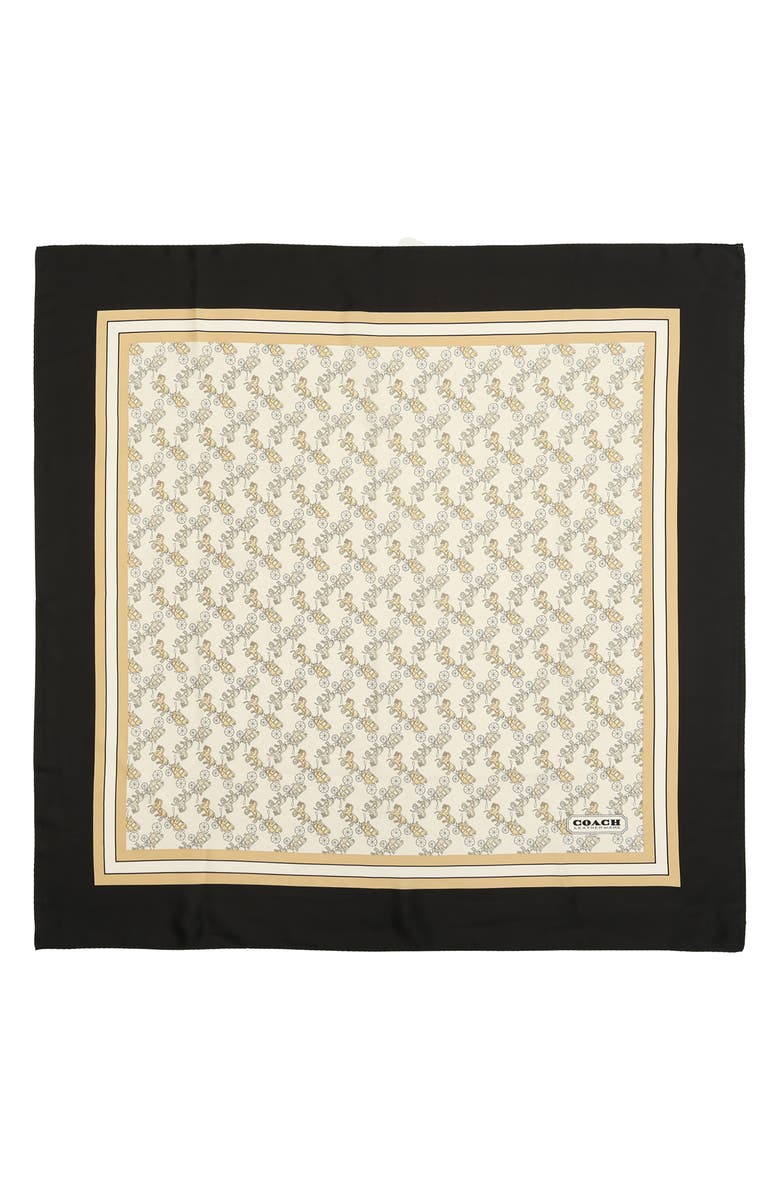 COACH Horse & Carriage Print Silk Square Scarf, Alternate, color, Black
