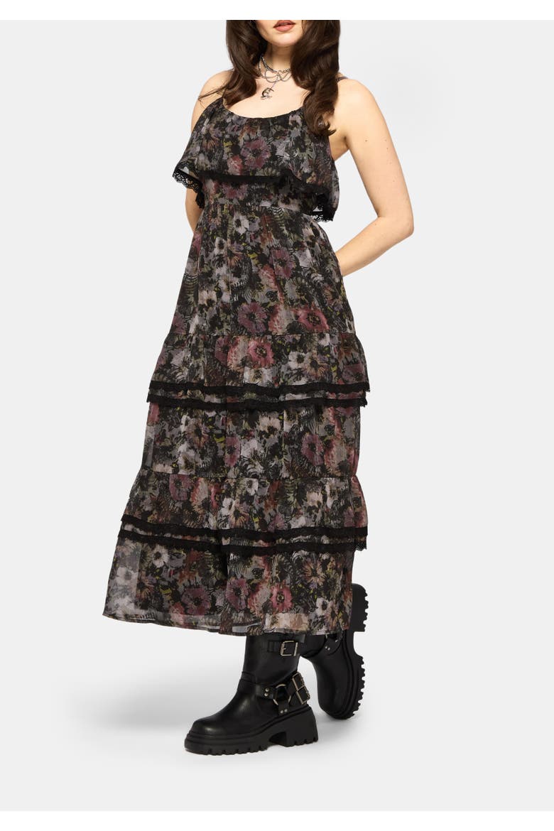 Mortua Grunge Floral Print Maxi Dress, Alternate, color, Black