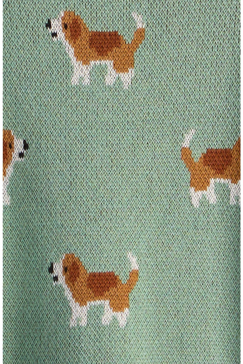 Jacquard Cotton Sweater Romper, Alternate, color, GREEN GRANITE BEAGLES