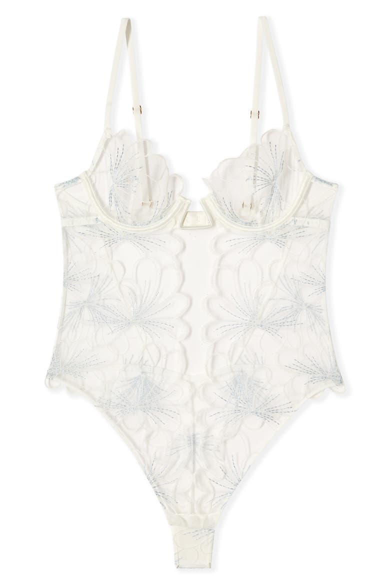 Camelia Embroidered Underwire Bodysuit, Alternate, color, WHITE