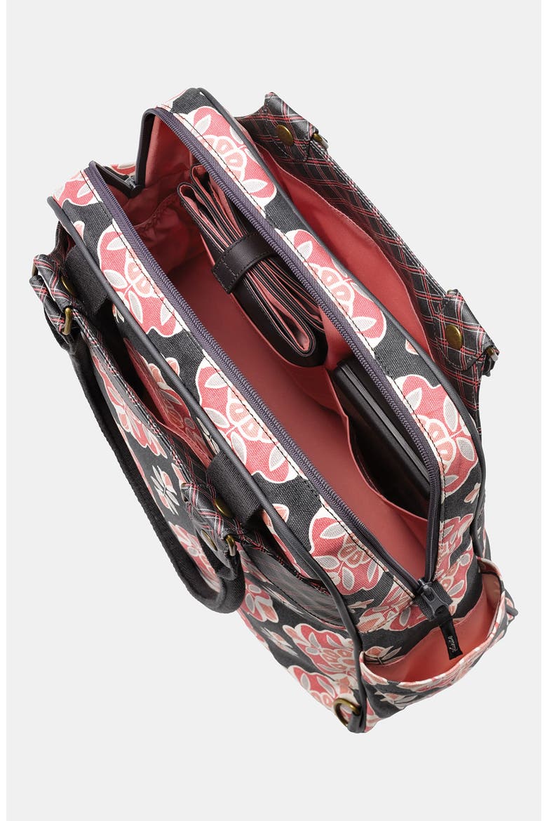 'Sashay Satchel' Organic Cotton Diaper Bag, Alternate, color, BLOOMING BEGONIA
