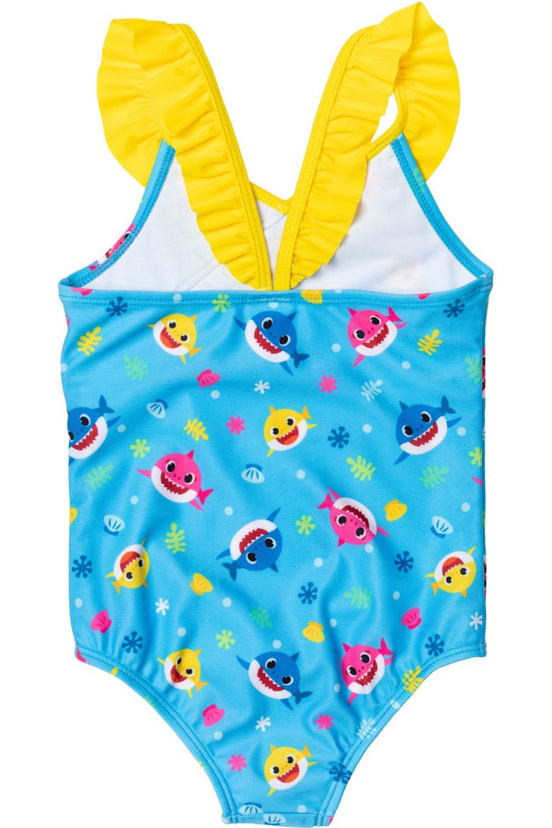 One Piece Bathing Suit, Alternate, color, Light Blue Yellow