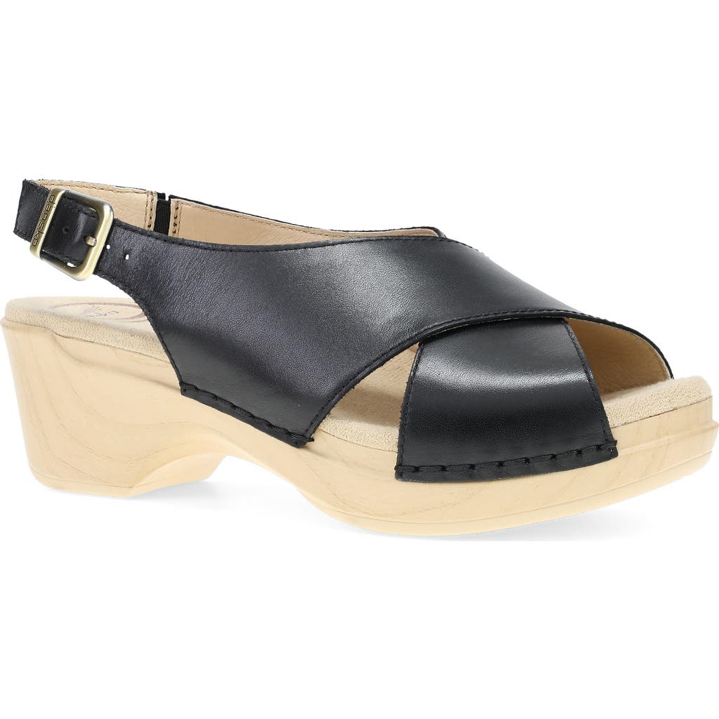 Dansko Sloane Slingback Platform Sandal In Black Calf