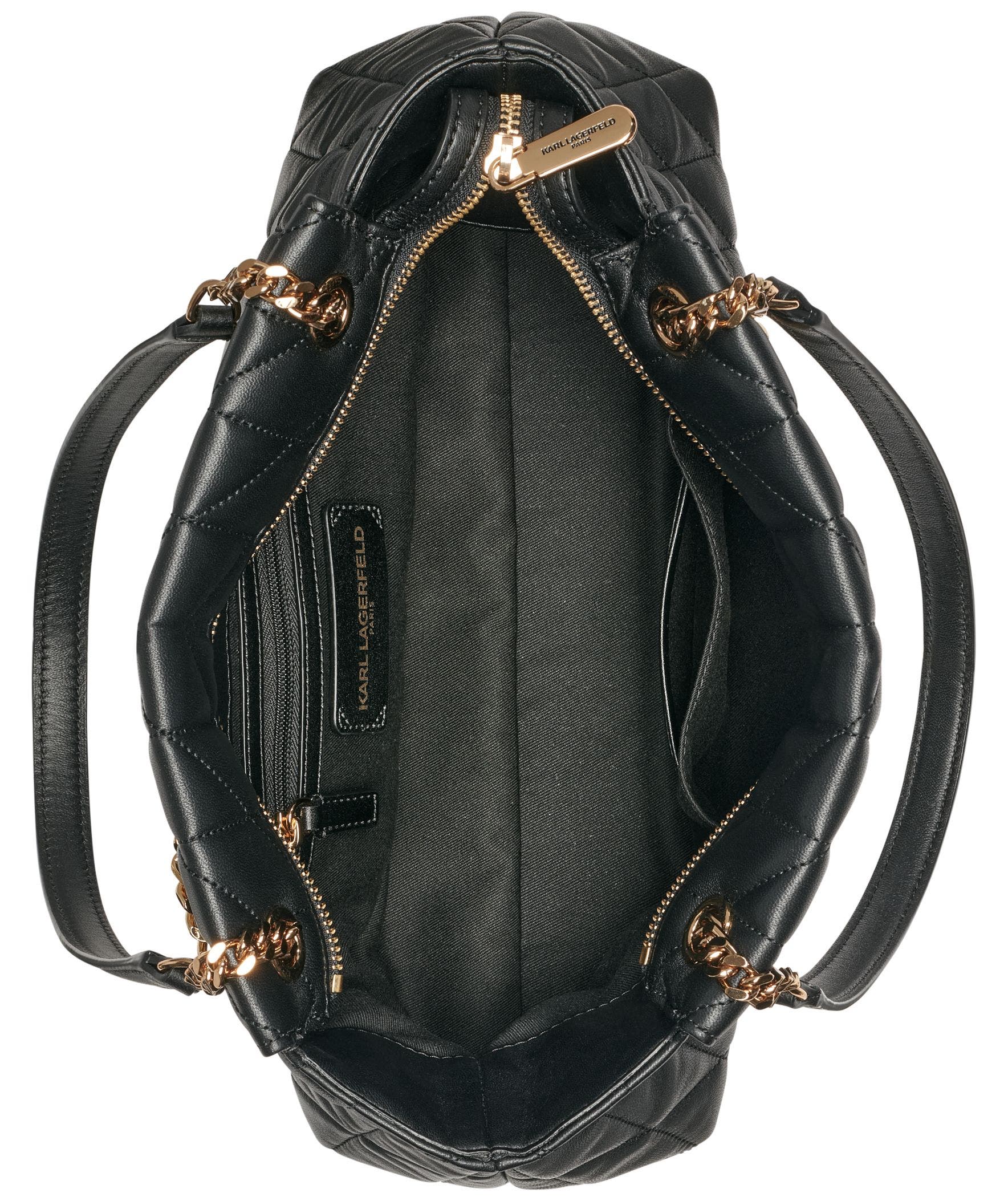 KARL LAGERFELD PARIS Lafayette Satchel, Alternate, color, Black/Gold