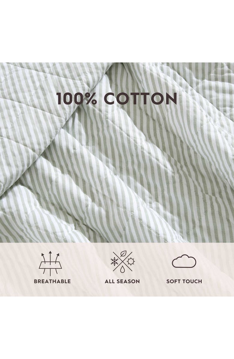 Laura Ashley Oxford Cotton Quilt & Sham 3-Piece Set, Alternate, color, Green