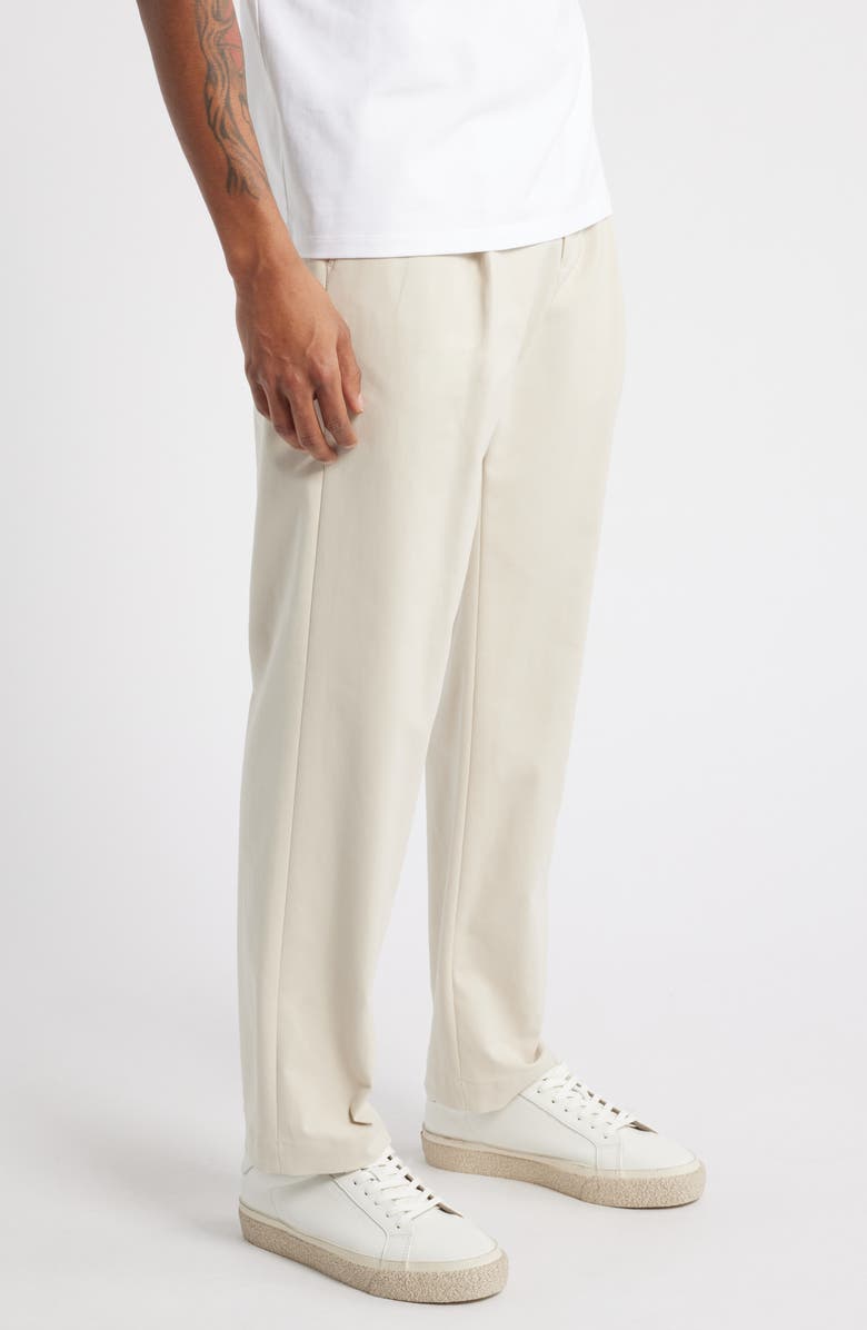 Open Edit Pleated Straight Leg Stretch Cotton Pants, Alternate, color, Beige Birch