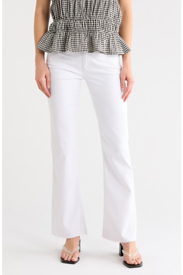 Angel Raw Hem Mid Rise Bootcut Jeans, Main, color, PEARL WHITE