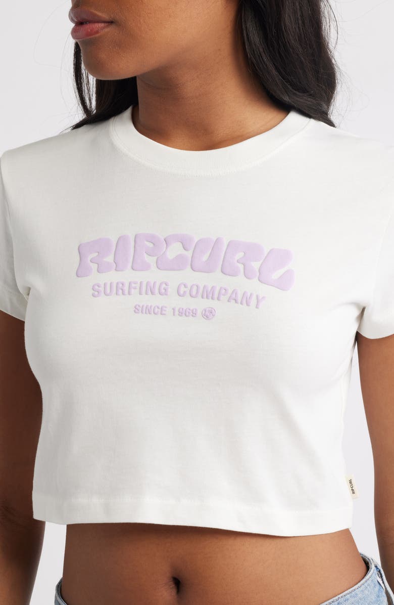 Rip Curl Surf Puff Cotton Graphic Baby Tee, Alternate, color, Bone