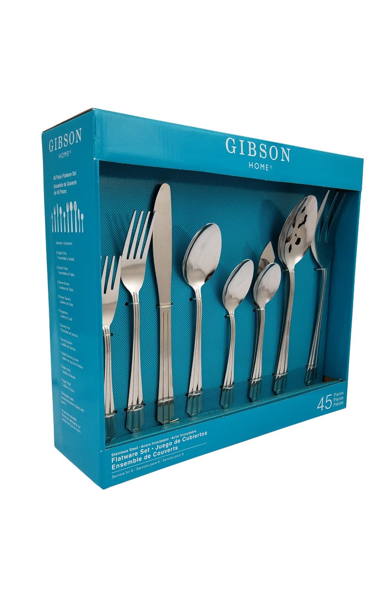 Gibson Home Classic Canberra 45 Piece Stainless Steel Flatware Set, Alternate, color, Silver