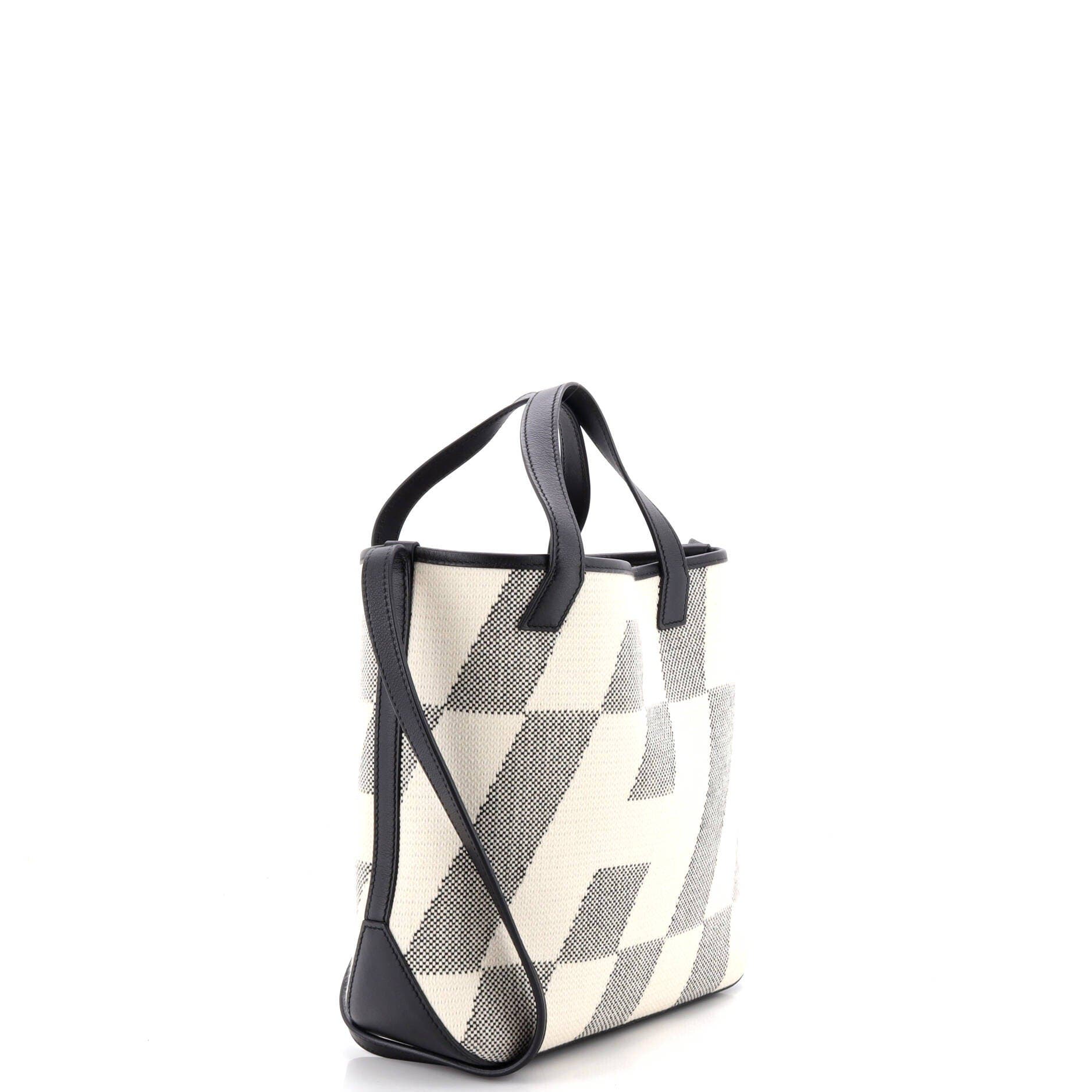 Cabas H en Biais Tote Canvas with Leather 27, Alternate, color, Black