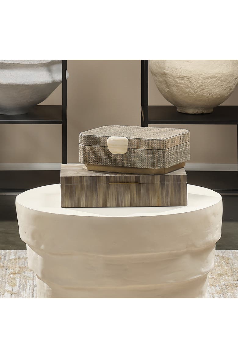 Palm Marquetry Decorative Box, Alternate, color, Grey