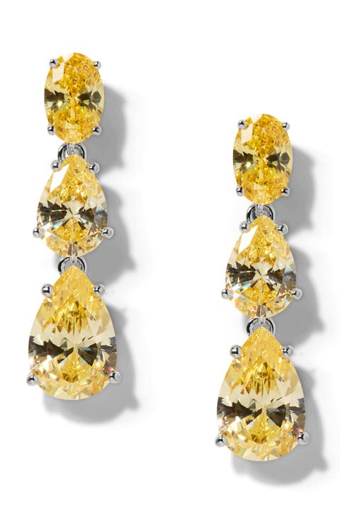 Natural Beauty Crystal Linear Drop Earrings