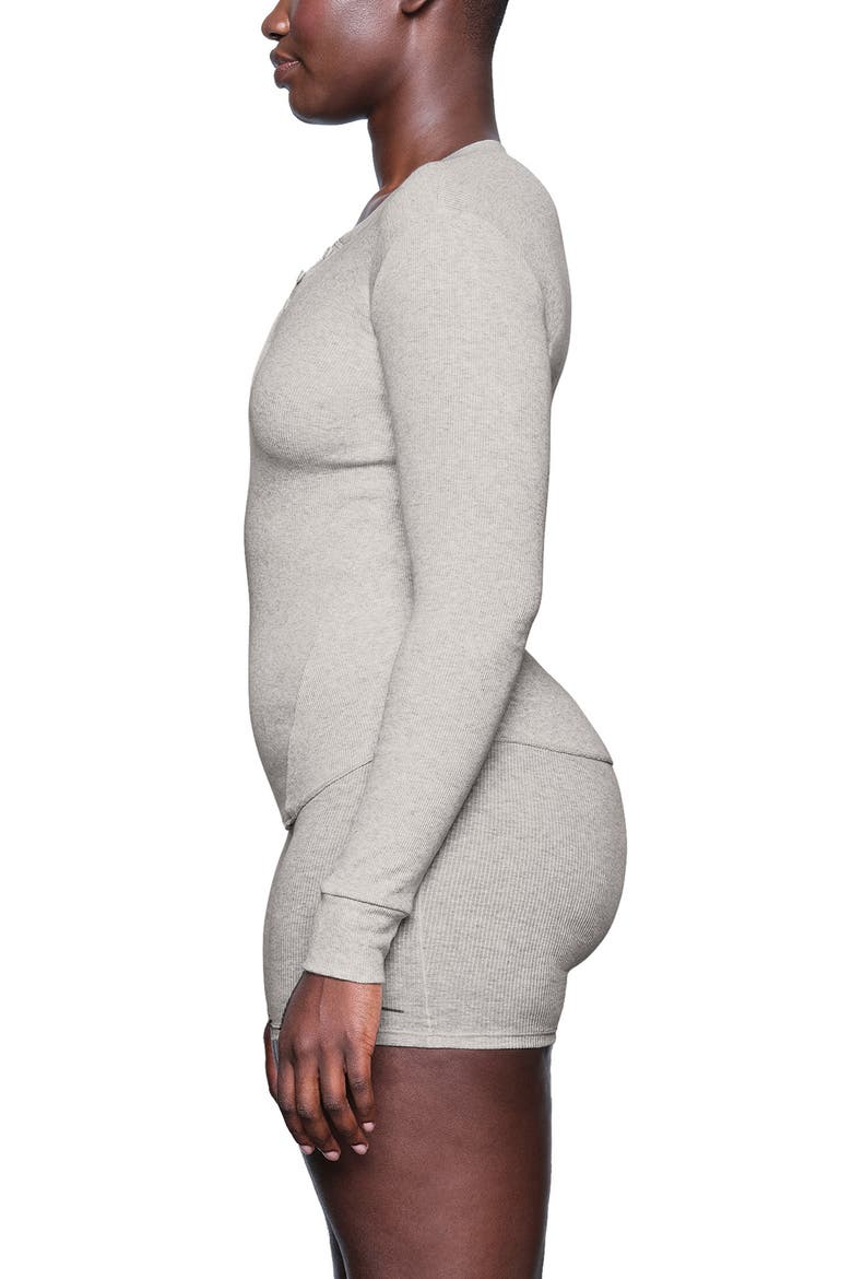 Stretch Cotton Rib Long Sleeve Henley, Alternate, color, LIGHT HEATHER GREY