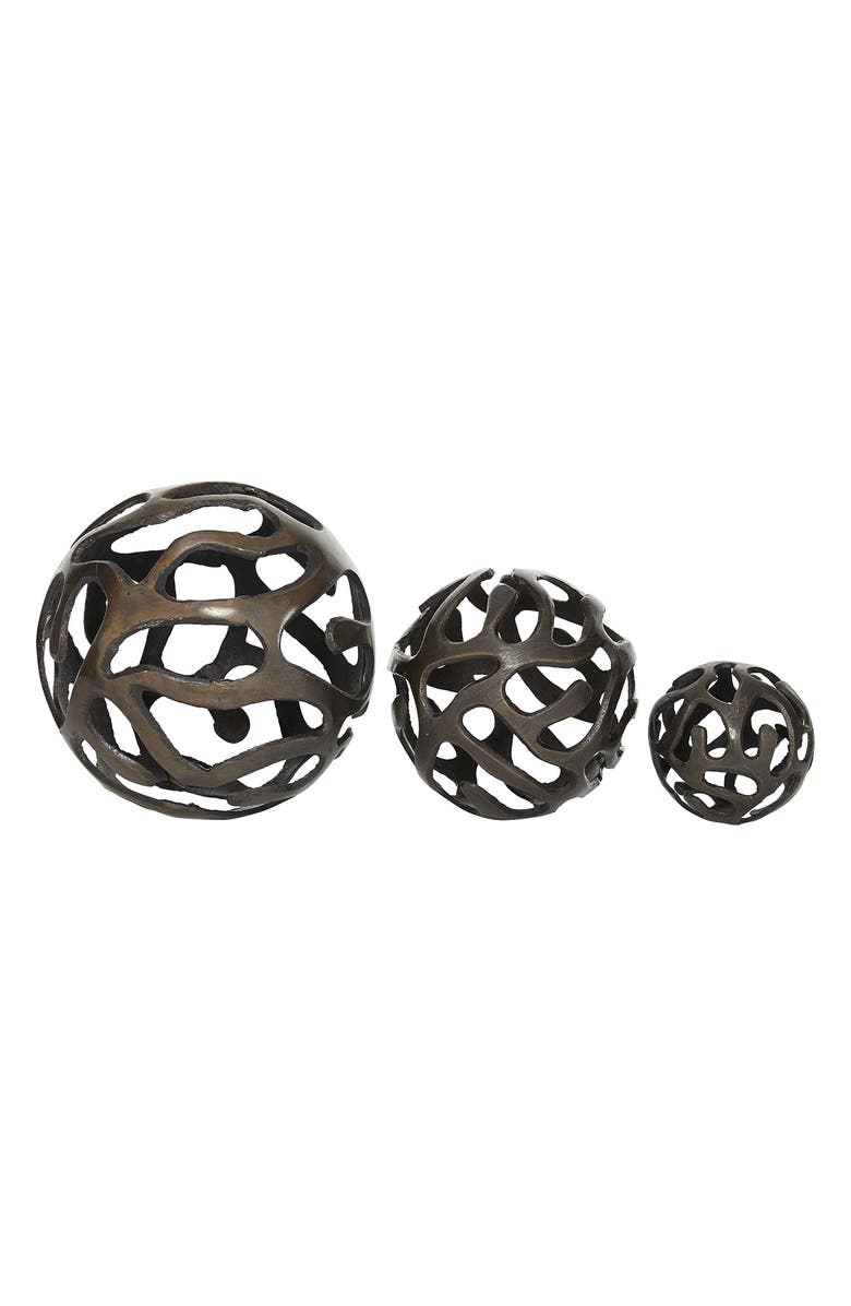 VIVIAN LUNE HOME Brass Aluminum Contemporary Geometric Sculpture - Set of 3, Main, color, Brass