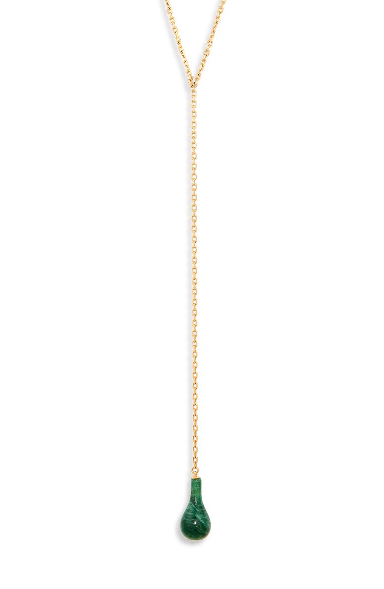 TOTEME Jade Drop Necklace, Main, color, Dark Green/ Gold