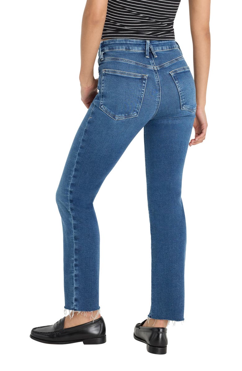 Good American Soft-Tech Good Straight Raw Hem Ankle Straight Leg Jeans, Alternate, color, Indigo818