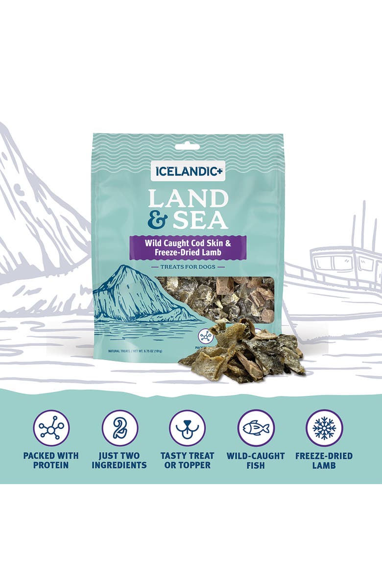 ICELANDIC+ Land & Sea Wild Caught Cod Skin & Freezedried Lamb, Alternate, color, Multicolored