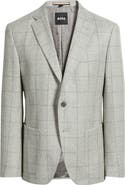 BOSS Hutson Slim Fit Windowpane Wool Blend Sport Coat