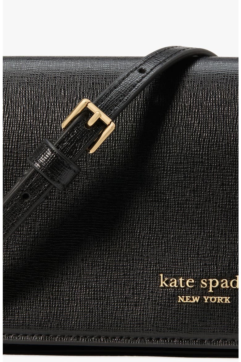 devin saffiano flap clutch, Alternate, color, BLACK