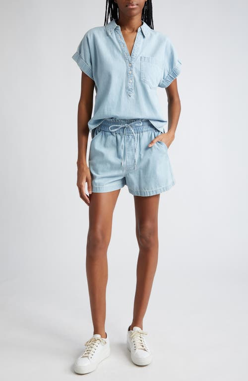 Veronica Beard Tijana Drawstring Waist Chambray Shorts In Sky