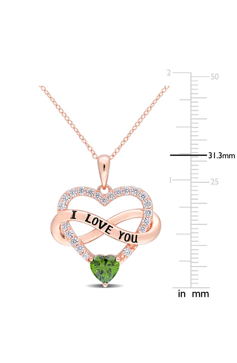 Julianna B. Color Zirconia Infinity Heart Necklace Rose-Plated, Alternate, color, Green Cz