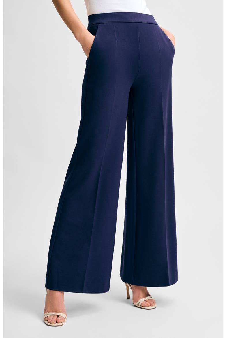 High Waist Ponte Wide Leg Pants, Main, color, NAVY