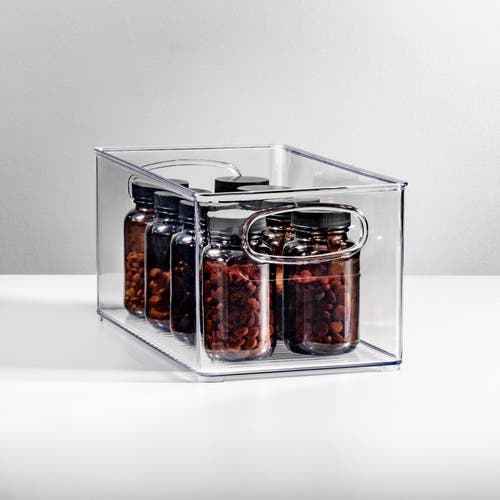 Mdesign Plastic Storage Organizer Wide Container Bin With Handles In Transparent