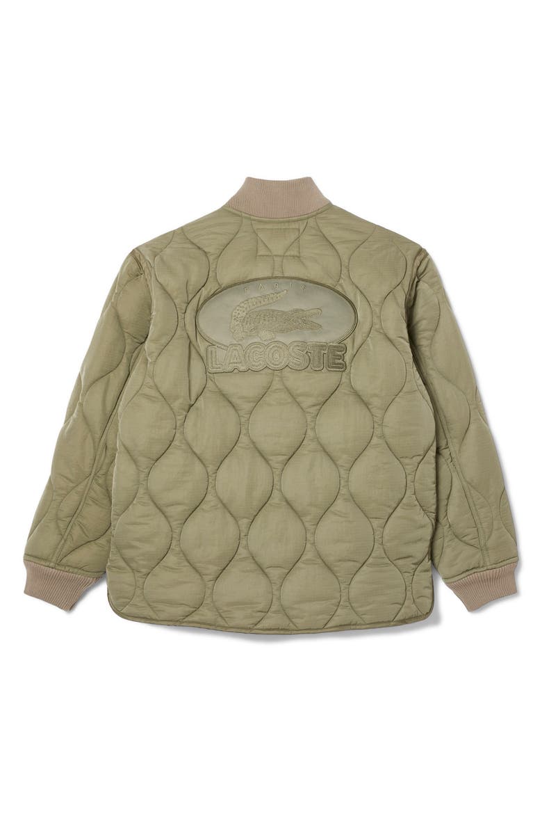 Lacoste Water Repellent Quilted Bomber Jacket, Alternate, color, Khaki
