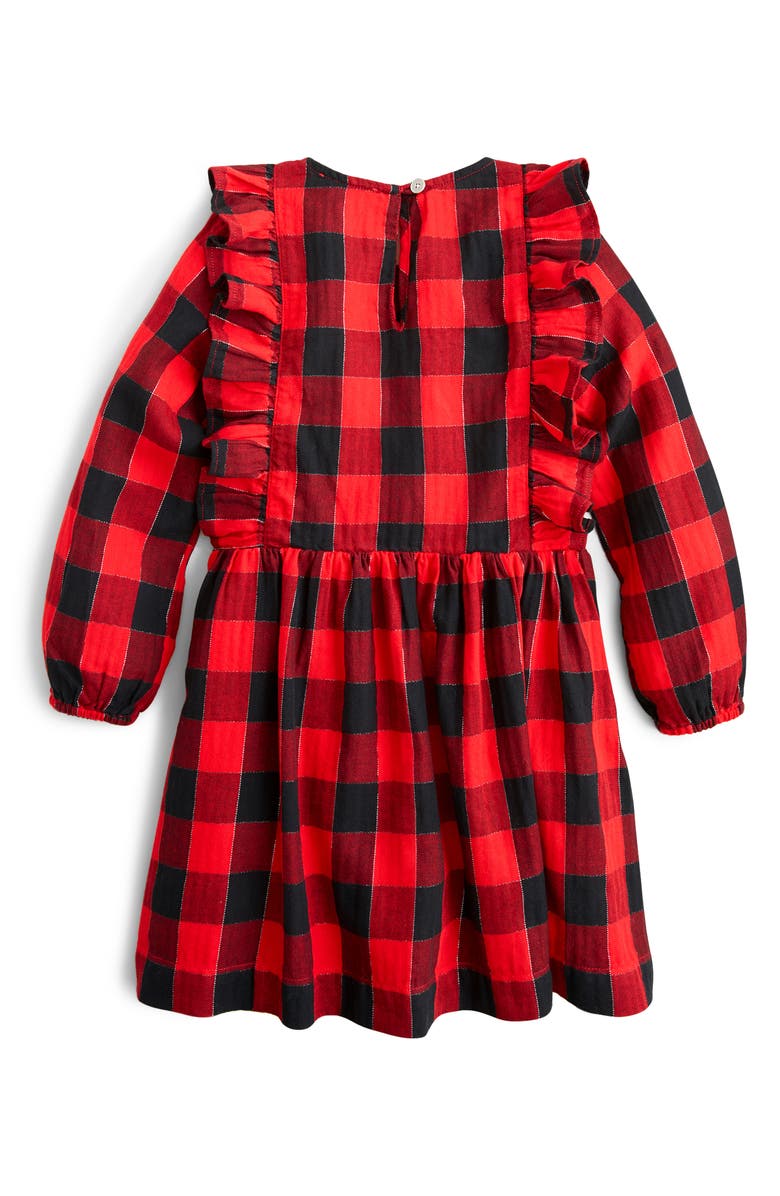 crewcuts by J.Crew Plaid Ruffle Trim Flannel Dress, Alternate, color,