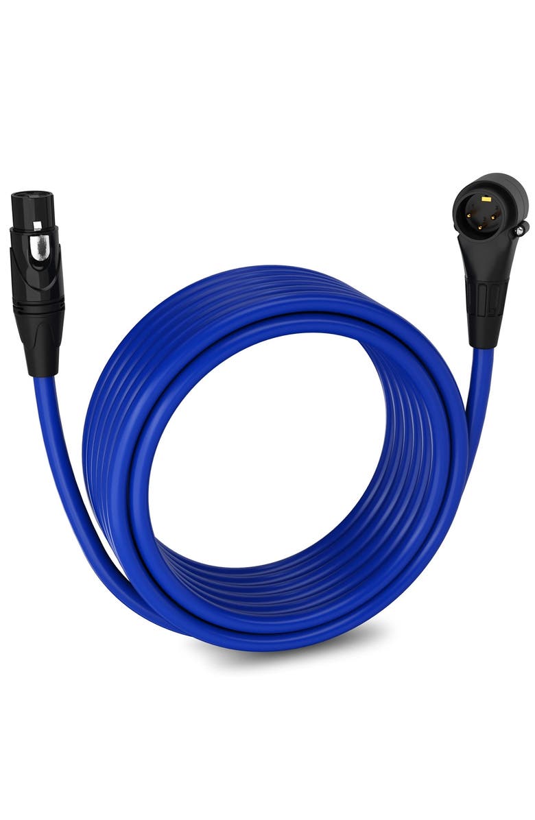 Lyxpro 25 ft Right Angle XLR Cable, Male to Female, 3 Pin Microphone Cable, Main, color, Blue