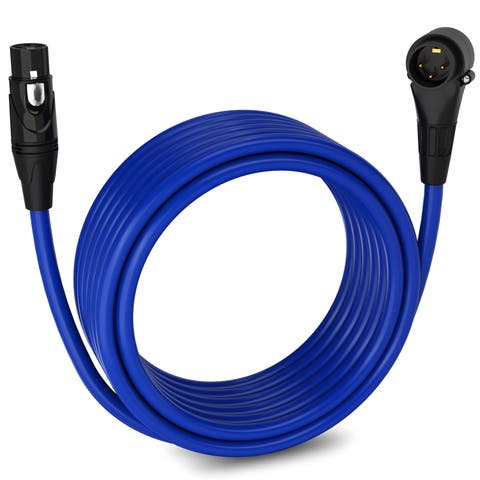 25 ft Right Angle XLR Cable, Male to Female, 3 Pin Microphone Cable