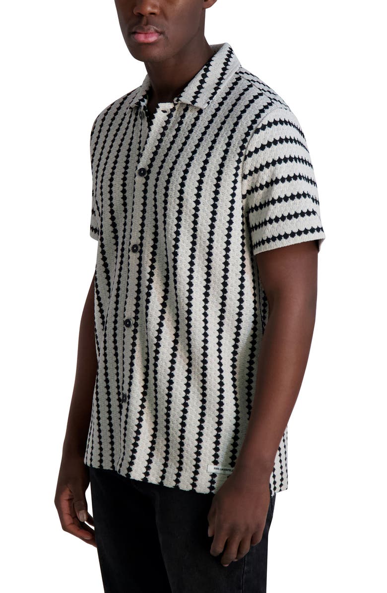 KARL LAGERFELD PARIS Stripe Sweater Knit Button-Up Shirt, Alternate, color,