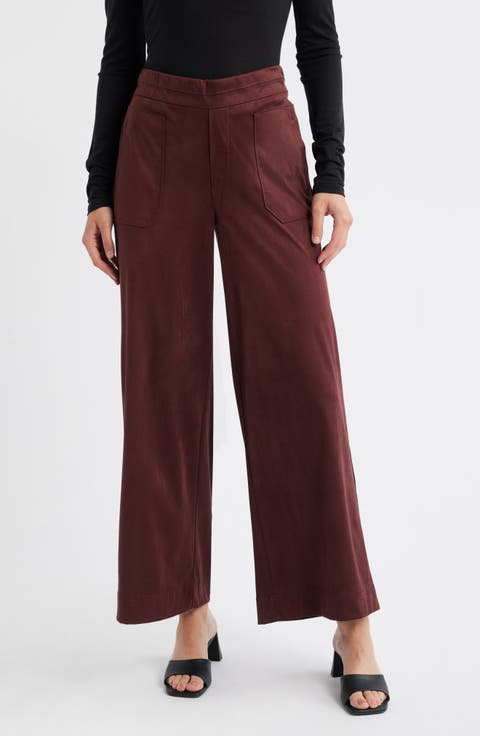 Women's Burgundy High-Waisted Pants & Leggings