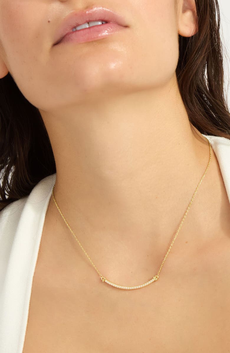 Adornia Set of 2 Faux Pearl & Crystal Curved Bar Necklaces, Alternate, color, Gold