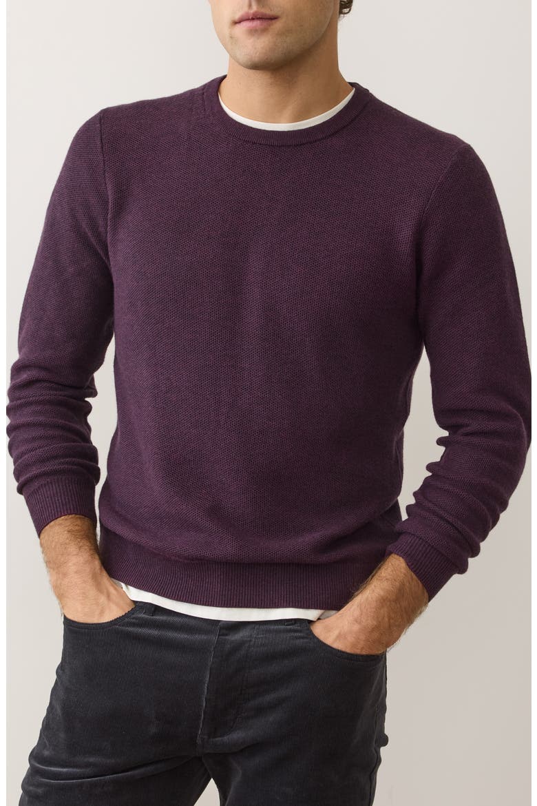 Textured Cotton Blend Crewneck Sweater, Main, color, SANGRIA