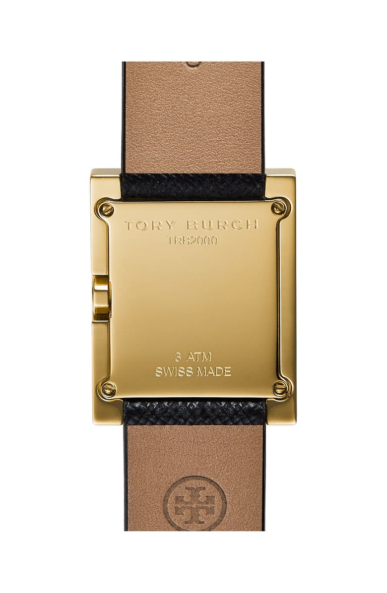 Tory Burch 'Buddy Classic' Rectangular Saffiano Leather Strap Watch, 26mm x 32mm, Alternate, color,