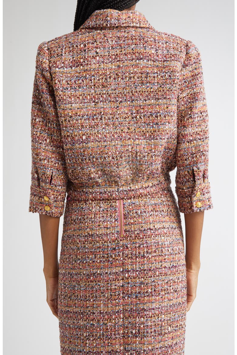 Jia Crop Tweed Jacket, Alternate, color, MAUVE/ TAN MULTI TWEED