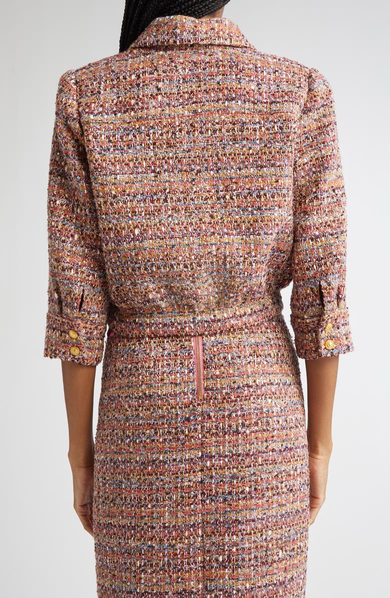 L'AGENCE Jia Crop Tweed Jacket, Alternate, color, Mauve/ Tan Multi Tweed
