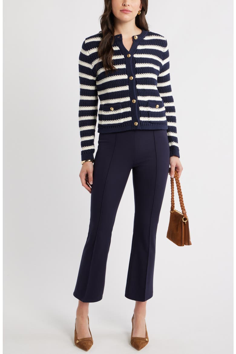 Seamed Stretch Ponte Flare Leg Pants, Alternate, color, NAVY NIGHT