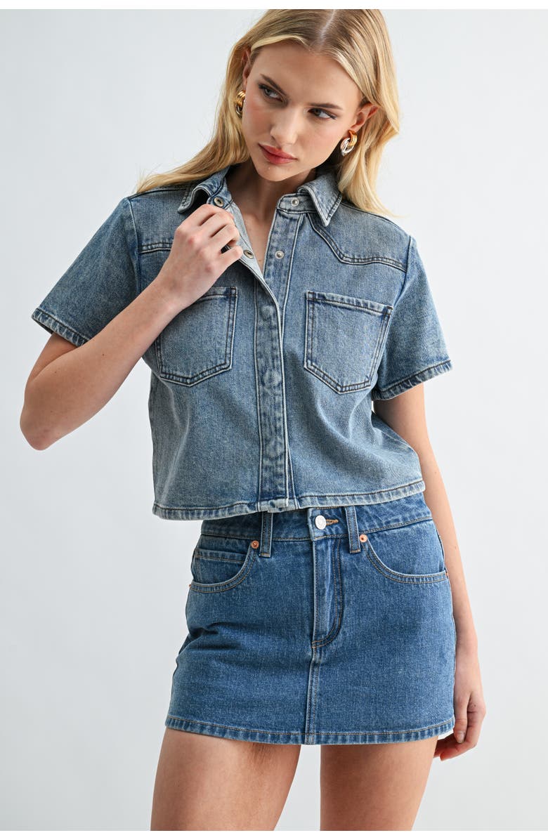 Jemina Denim The Muse Mini-Shirt Medium Wash, Alternate, color, Medium Wash