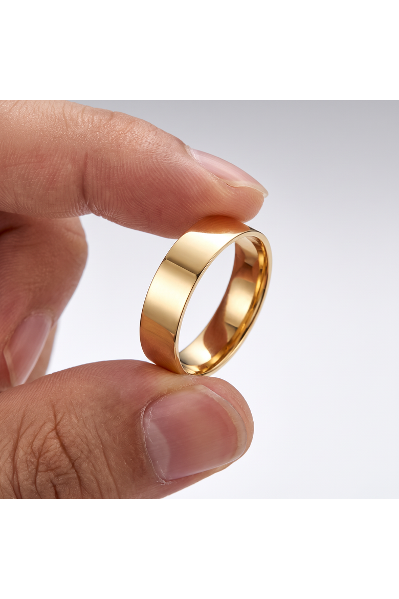 6mm Flat High Polished Wedding Band 14K Gold, Alternate, color, Yellow Gold